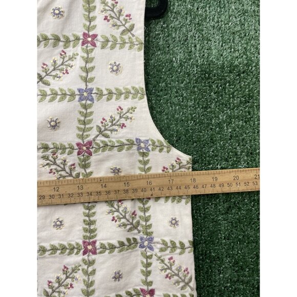 Paul Harris Floral Embroidered Top Vest Women's Size Small White Button 70s - Picture 6 of 11